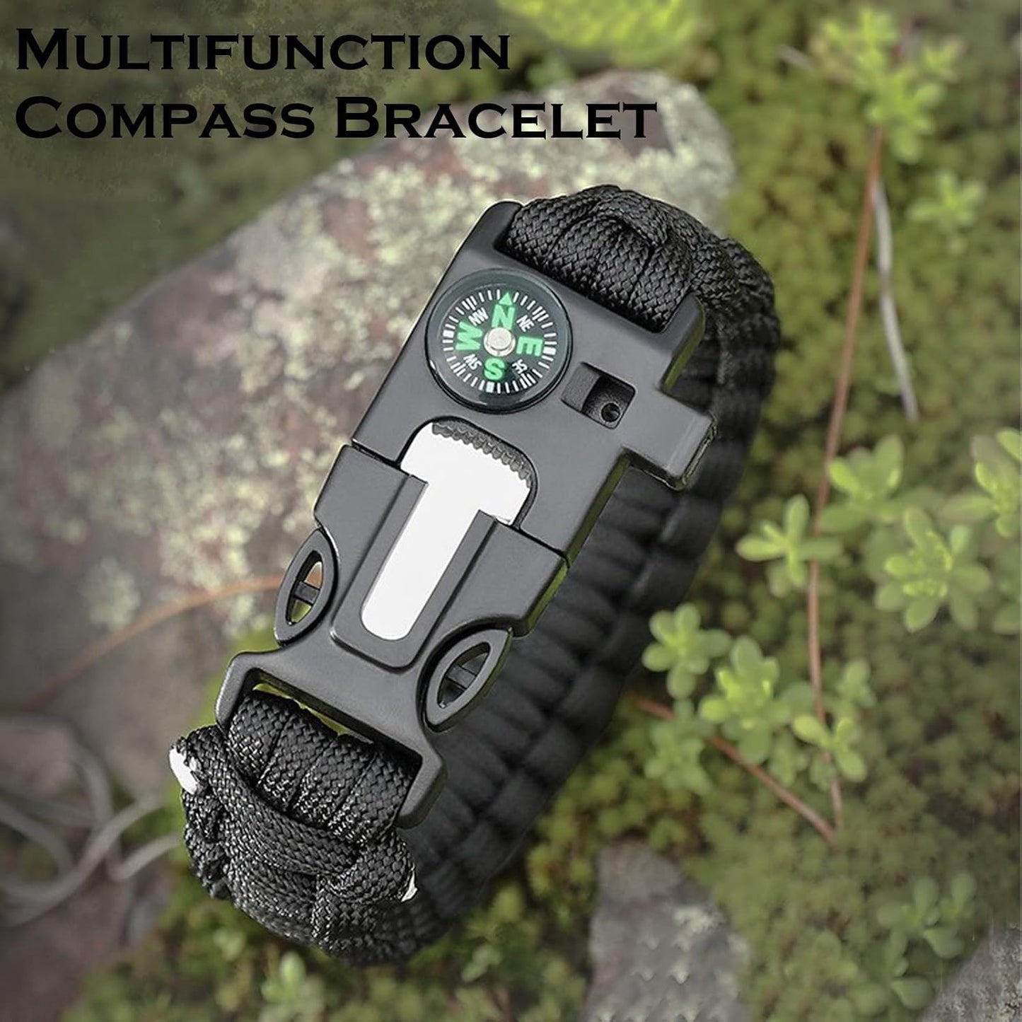 Bracelet Survie 5 en 1 – Paracorde – Boussole