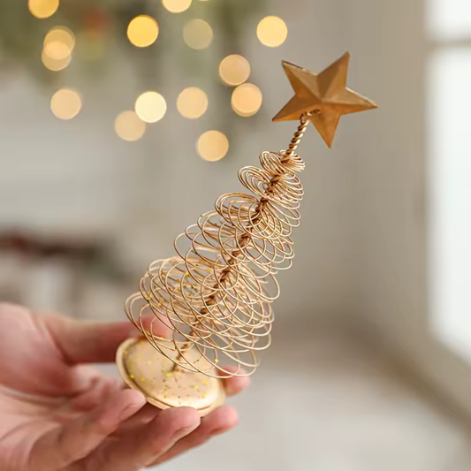 Mini sapins de Noël dorés | Décoration en métal élégante pour une ambiance festive