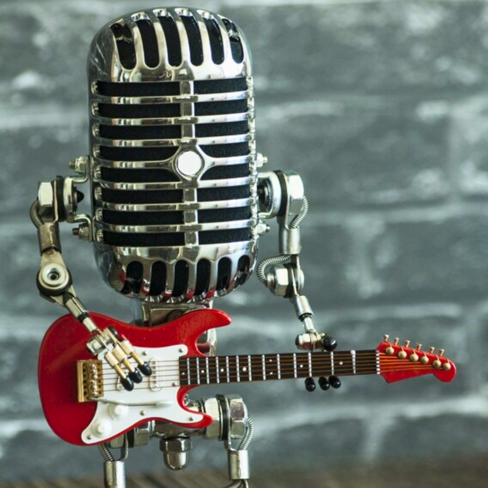 Statuette Microphone – Métal – Avec Guitare