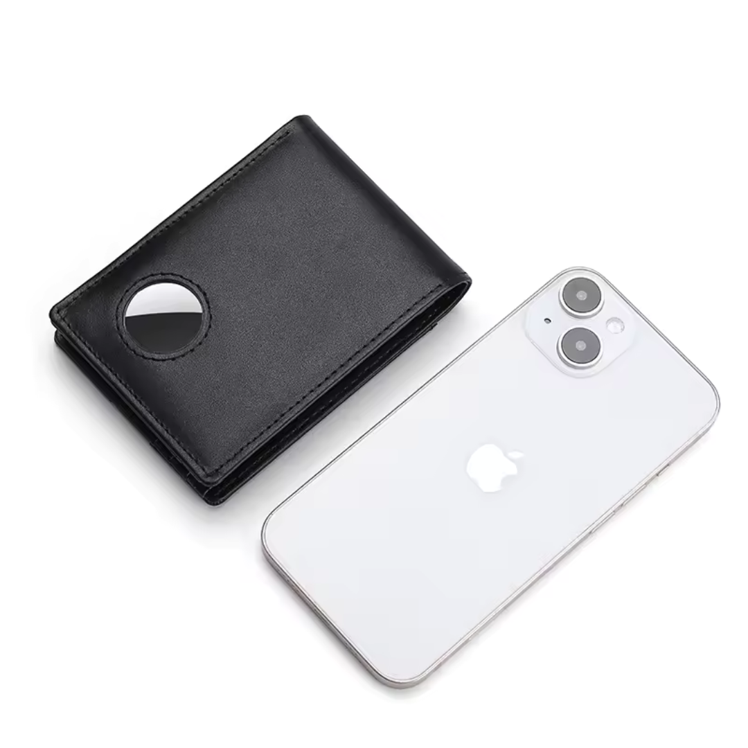 SlimWallet Noir | Portefeuille Mince & Compatible Airtag Homme