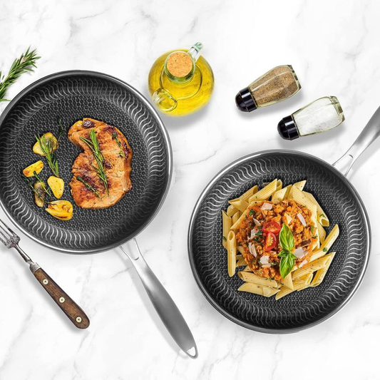 HexaSteel Poêle à Frire Hybride | Antiadhésive & Ultra Résistante