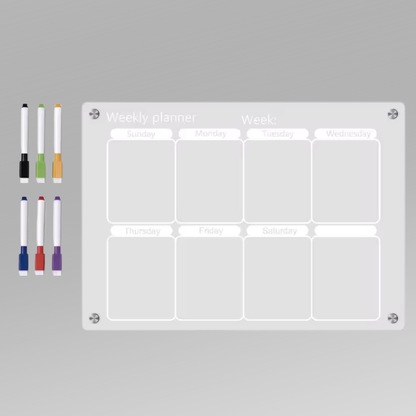 ClearPlan Calendrier Magnetique pour Réfrigérateur | Organisateur Hebdo Transparent