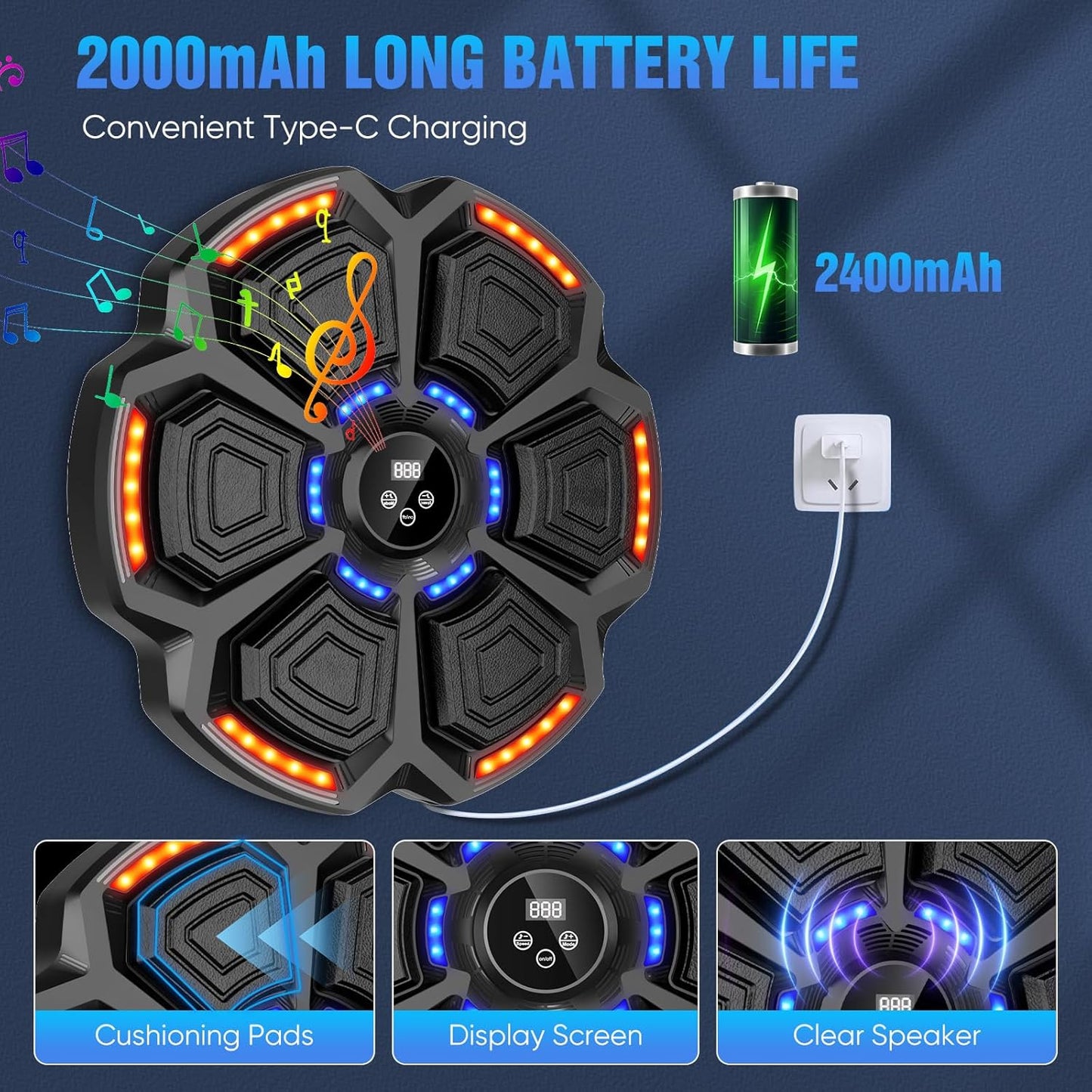 Machine Boxe Musicale LED Bluetooth