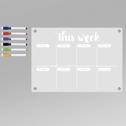 ClearPlan Calendrier Magnetique pour Réfrigérateur | Organisateur Hebdo Transparent