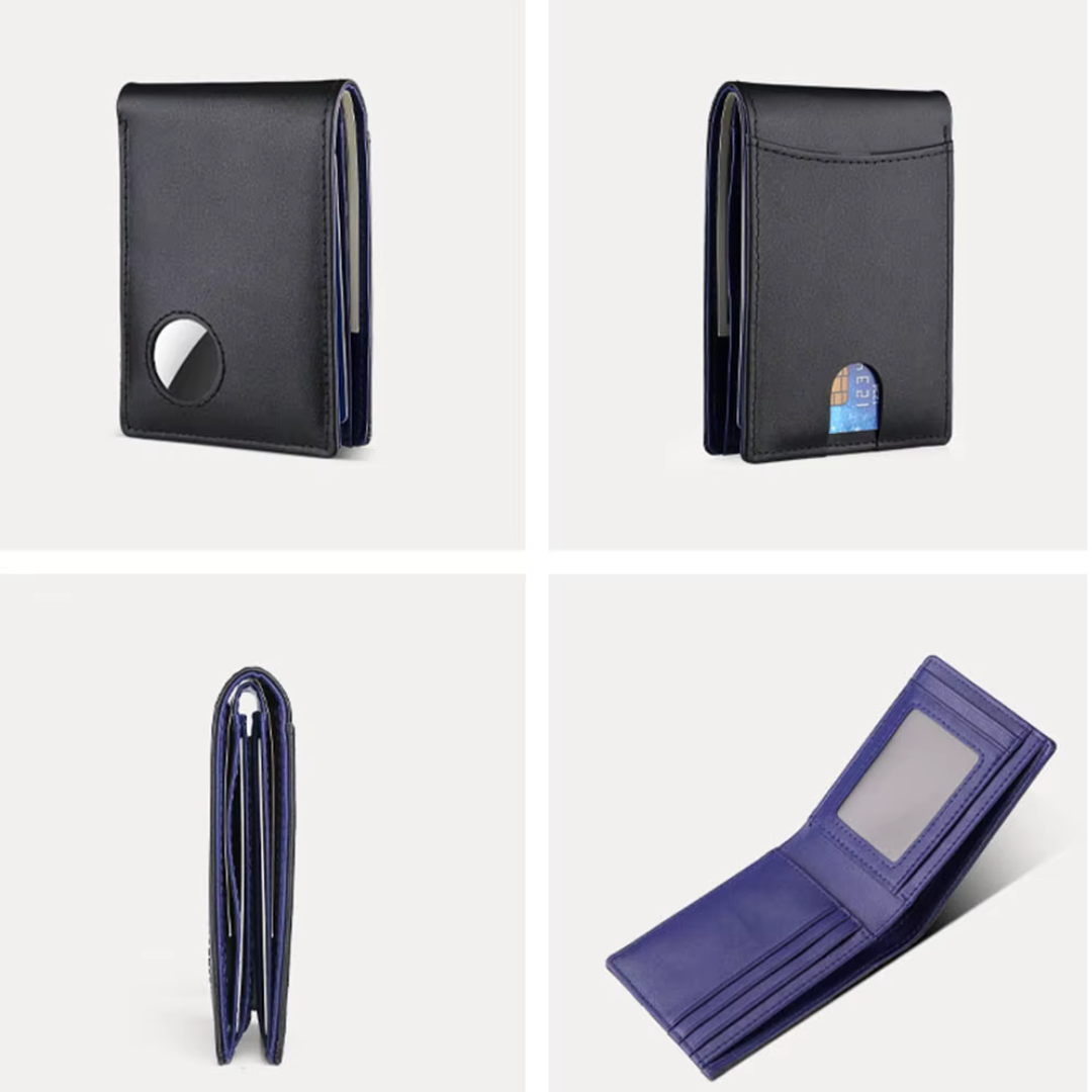 SlimWallet Bleu Marine | Portefeuille Mince & Compatible Airtag Homme