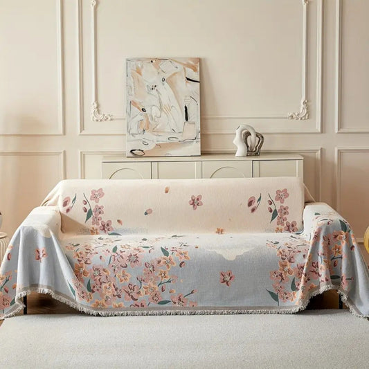 Jeté Canapé – Tissu Tissé – Motif Floral