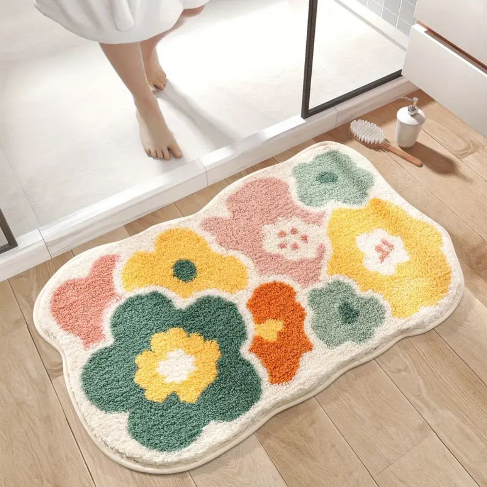 Tapis de Bain Moelleux - Absorbant - fleurs