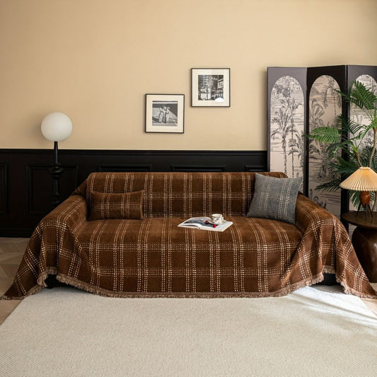 Jeté Canapé – Tissu Doux – Motif à Carreaux