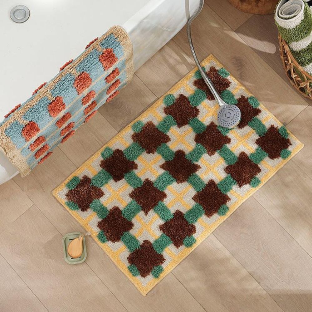 Tapis de Bain Tufté – Motifs Graphiques – Inspiration Marocaine