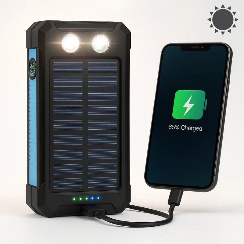 Power Bank Solaire Étanche Double USB