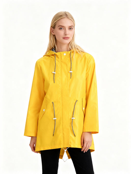 Veste Imperméable Pluie Femme – Capuche – Cordon Taille