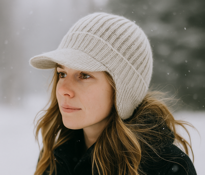 Bonnet tricot visière – chaud – oreilles – hiver