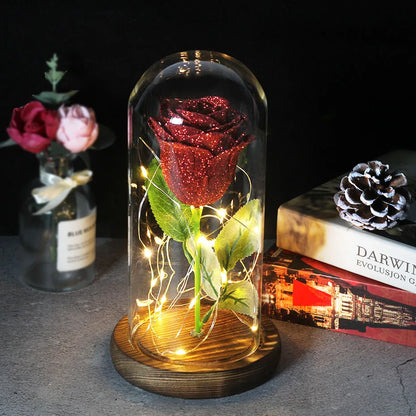 Rose Éternelle LED Sous Cloche
