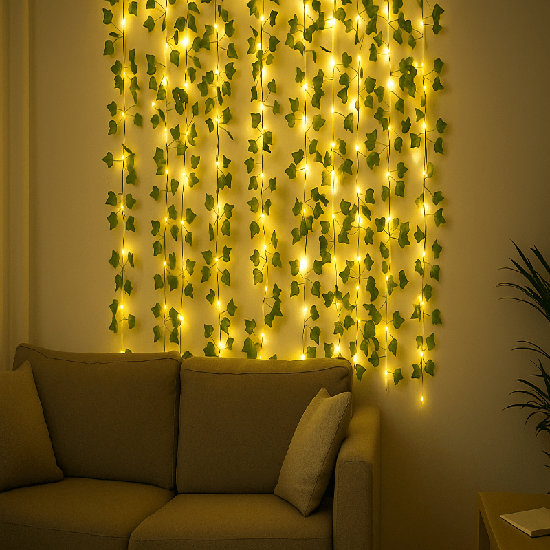 Rideau Lumineux Lierre LED – Blanc-Chaud – pour Mur