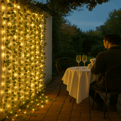 Rideau Lumineux Lierre LED – Blanc-Chaud – pour Mur