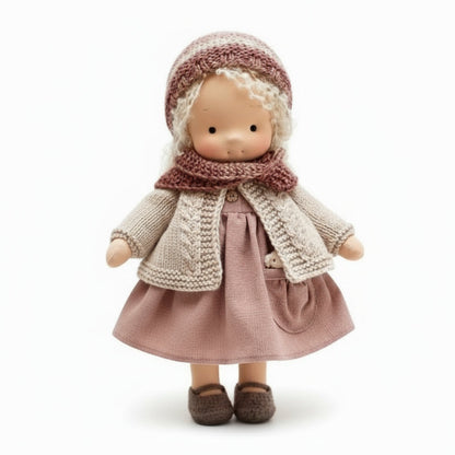 Poupée Tissu Enfant – Cheveux Bouclés –Robe