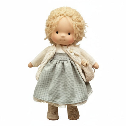 Poupée Tissu Enfant – Cheveux Bouclés –Robe