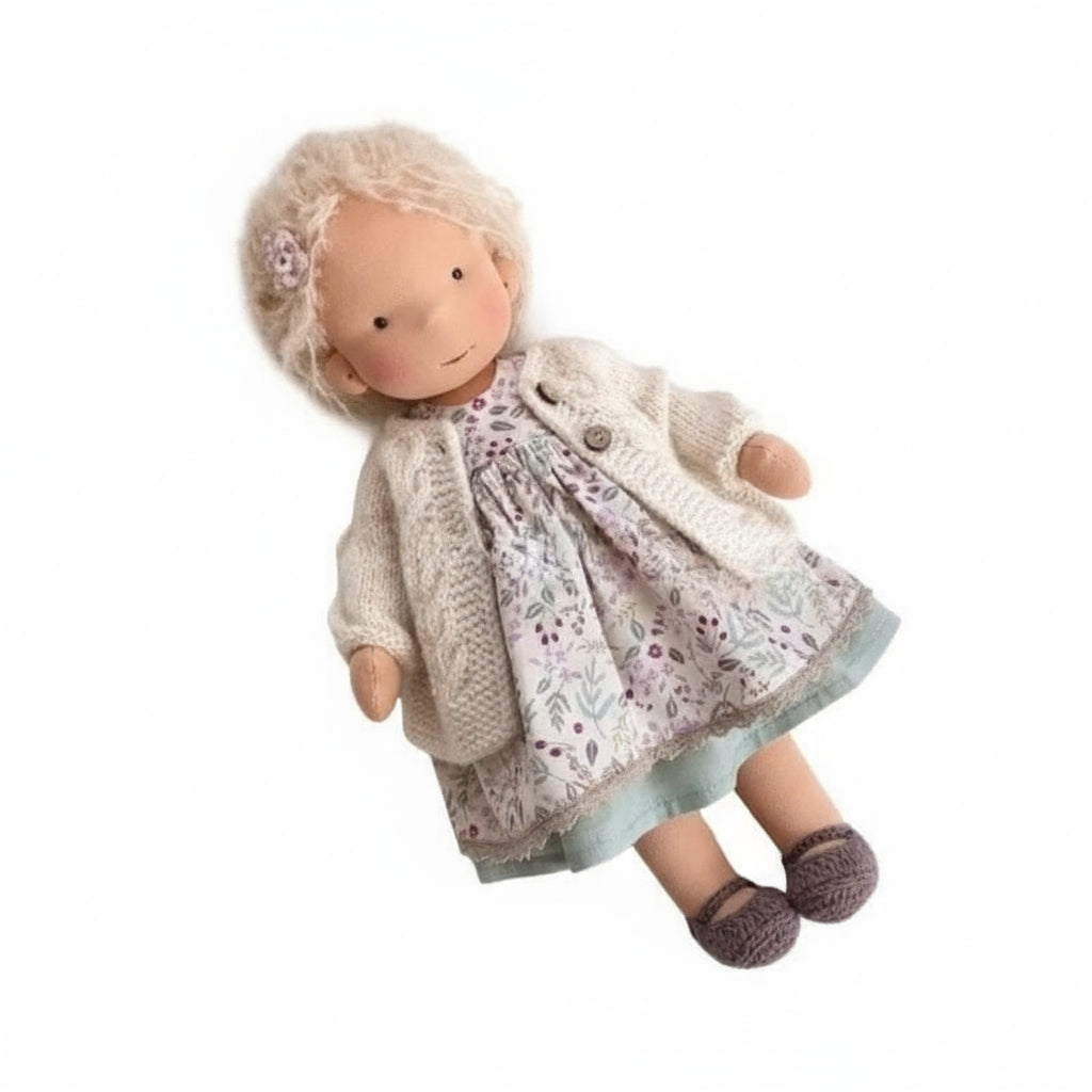Poupée Tissu Enfant – Cheveux Bouclés –Robe