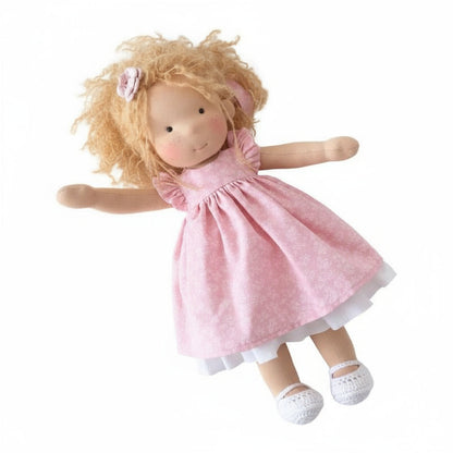 Poupée Tissu Enfant – Cheveux Bouclés –Robe