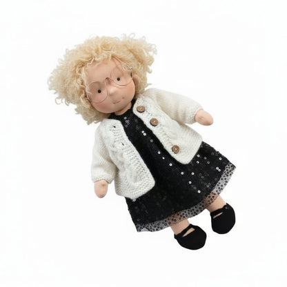 Poupée Tissu Enfant – Cheveux Bouclés –Robe