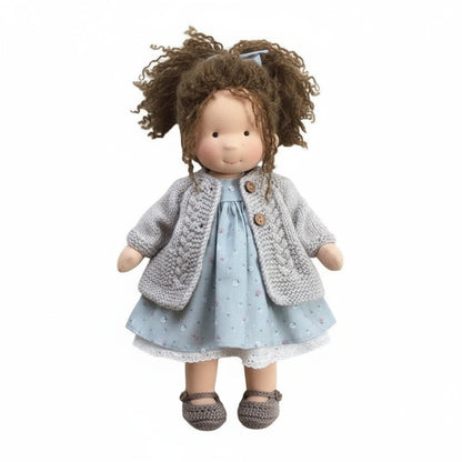 Poupée Tissu Enfant – Cheveux Bouclés –Robe