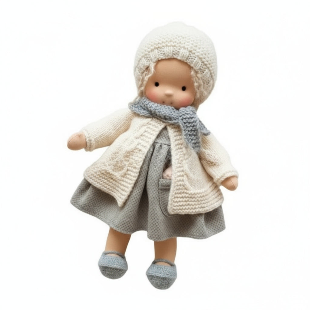 Poupée Tissu Enfant – Cheveux Bouclés –Robe