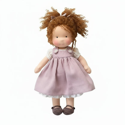Poupée Tissu Enfant – Cheveux Bouclés –Robe