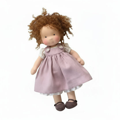 Poupée Tissu Enfant – Cheveux Bouclés –Robe