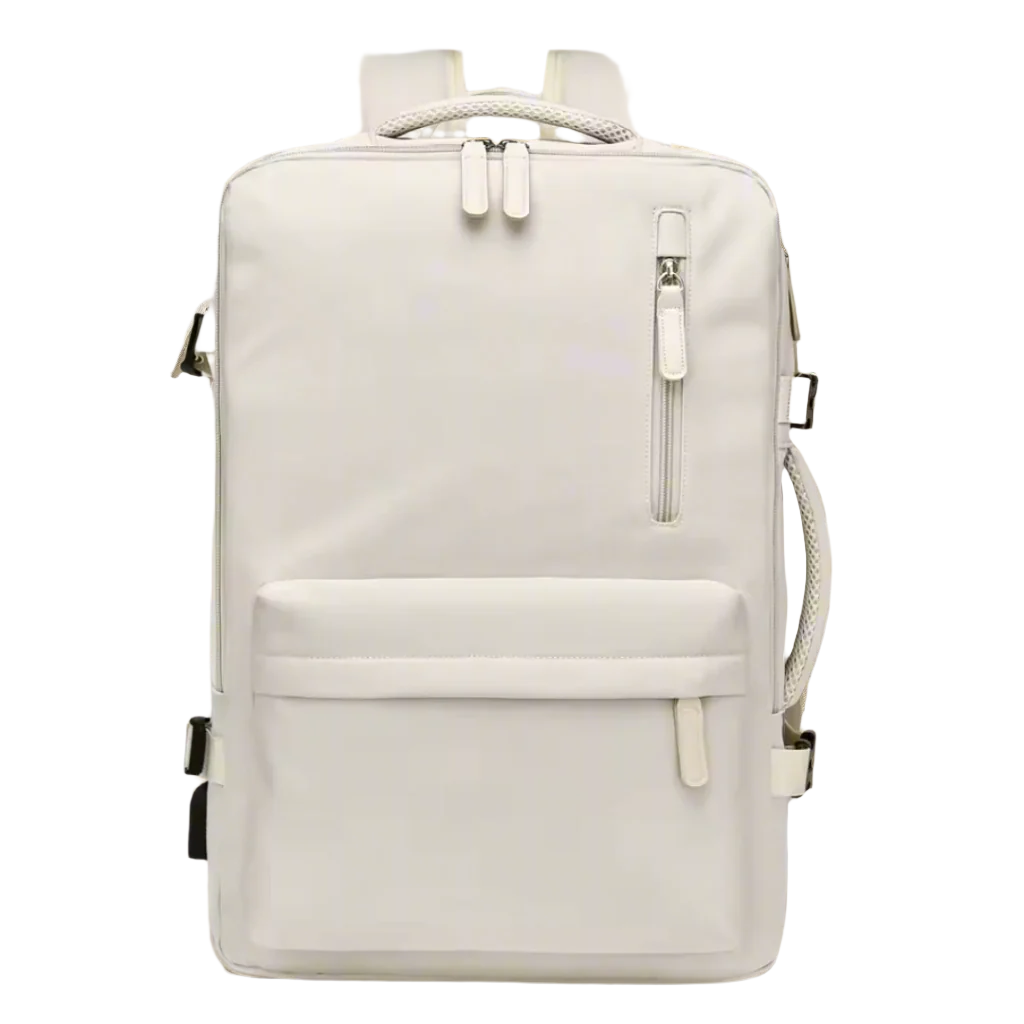 SakuraPack Beige Blanc | Sac à Dos Étudiant Imperméable & Organisé