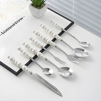 Set Couverts – Acier Inoxydable – Manche Perlé