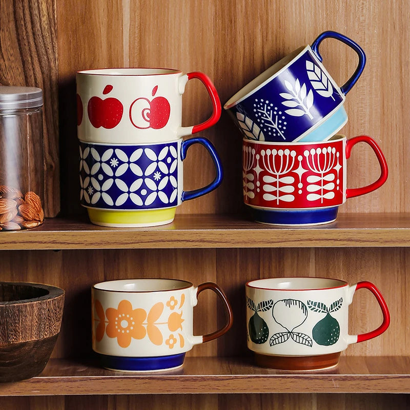 Mug Rétro en Céramique – 300 ml – Motifs