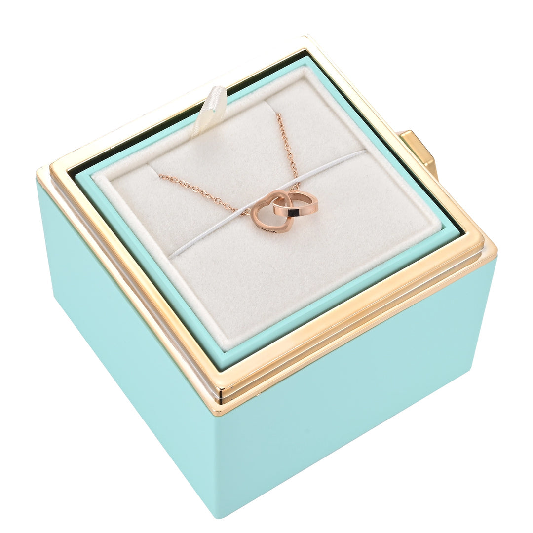 Collier Cœur – Pendentif Double Anneaux – Chaîne Fine