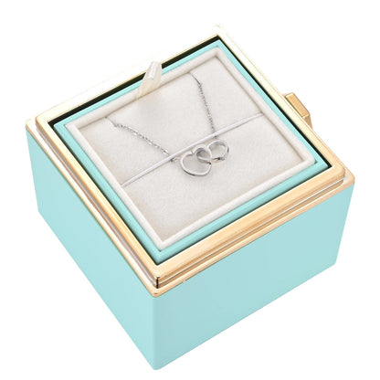 Collier Cœur – Pendentif Double Anneaux – Chaîne Fine