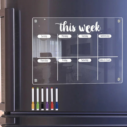 ClearPlan Calendrier Magnetique pour Réfrigérateur | Organisateur Hebdo Transparent