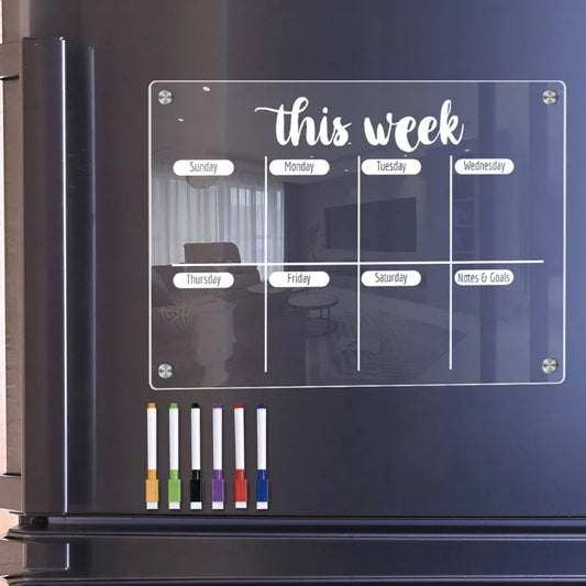 ClearPlan Calendrier Magnetique pour Réfrigérateur | Organisateur Hebdo Transparent