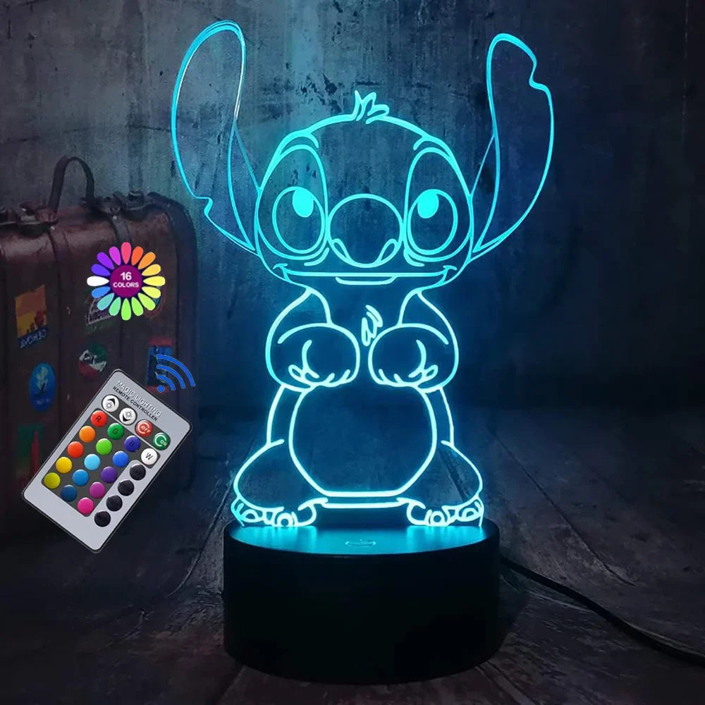 Lumière Magique Stitch 3D | Télécommande Incluse et Tactile