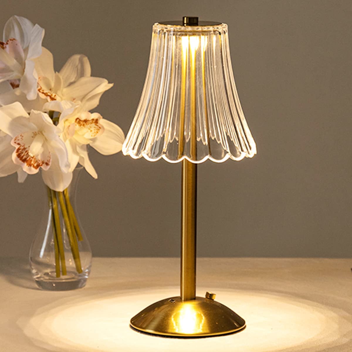 CristalLampe | Lampe de table en cristal doré Elégance luxueuse dans la pièce