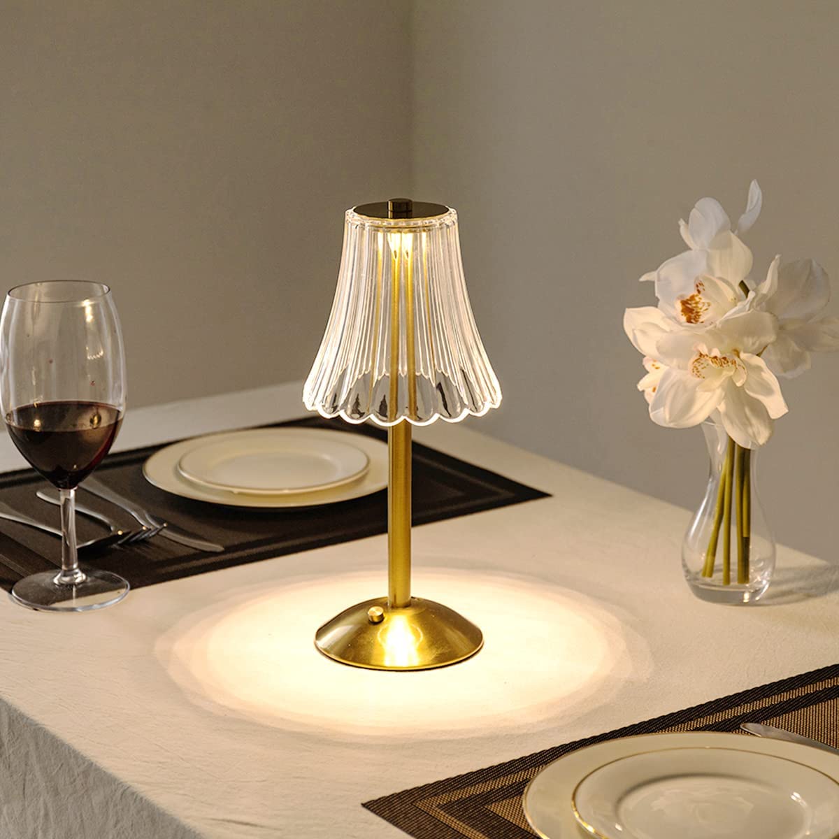 CristalLampe | Lampe de table en cristal doré Elégance luxueuse dans la pièce