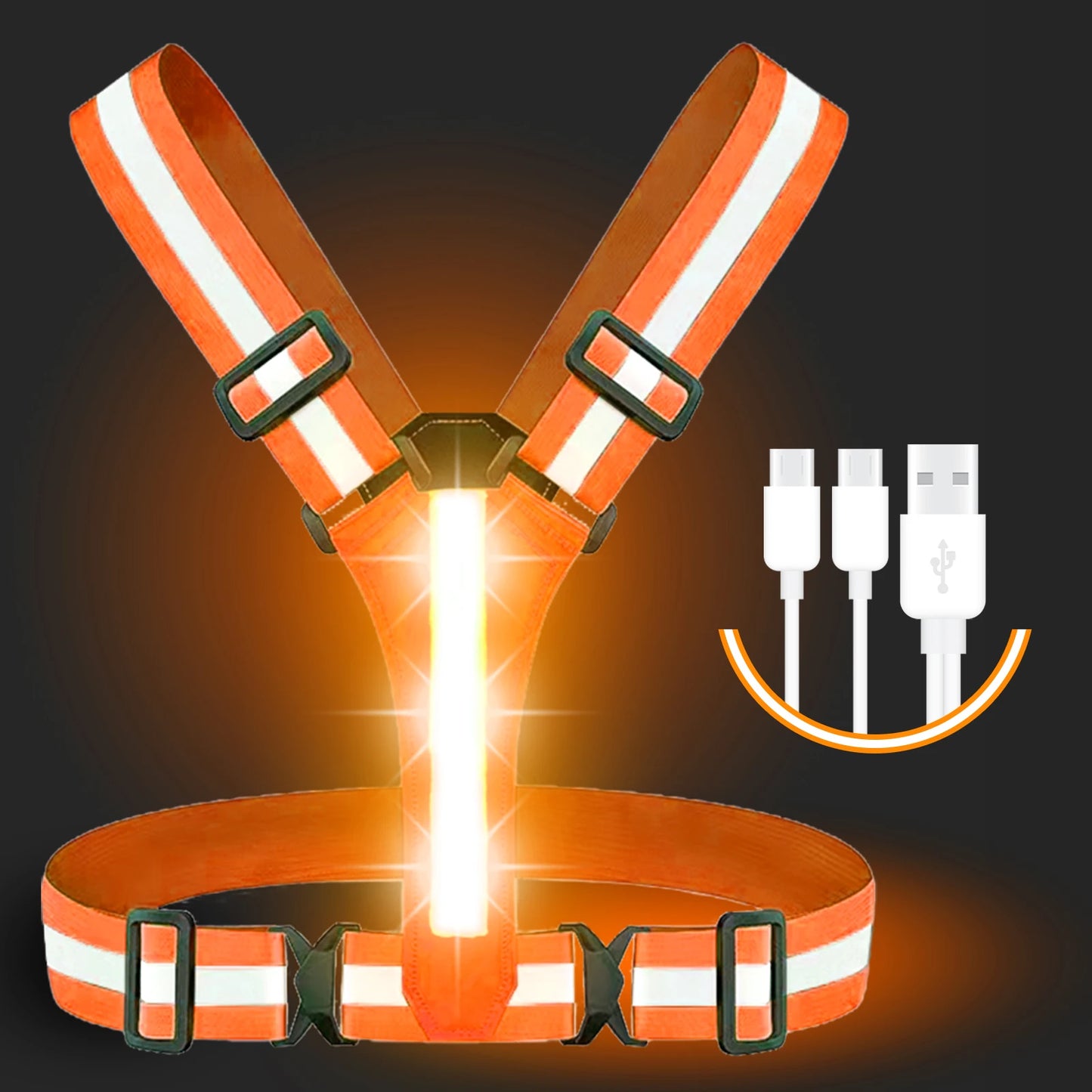 Gilet LED Réfléchissant Rechargeable