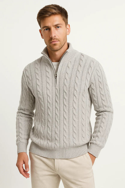 Pull Homme Torsadé Col Zippé