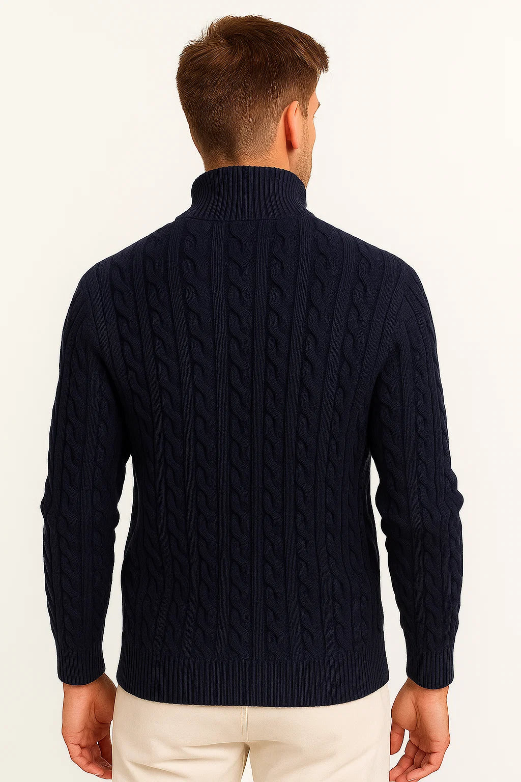 Pull Homme Torsadé Col Zippé