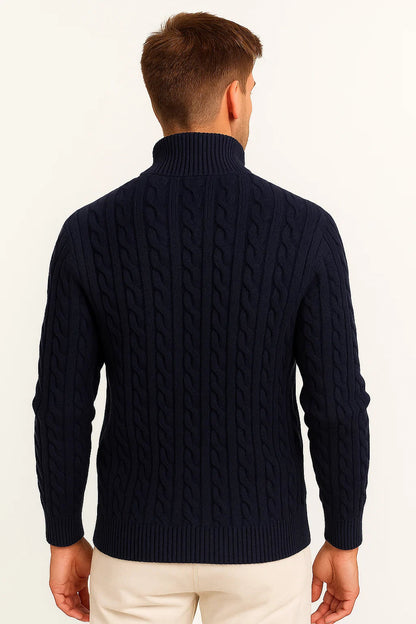 Pull Homme Torsadé Col Zippé