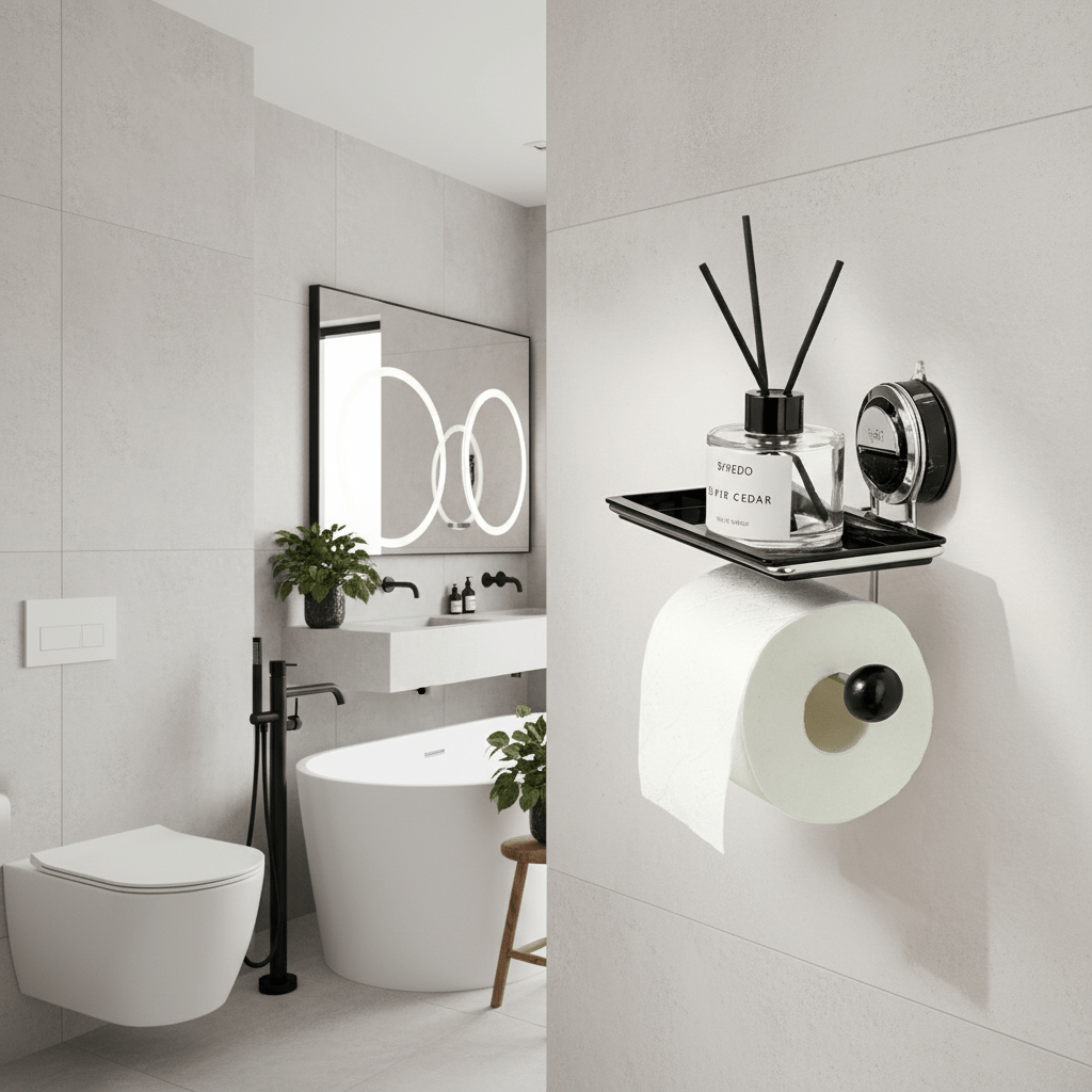 Dérouleur Papier Toilette – Adhésif – Sans Perçage