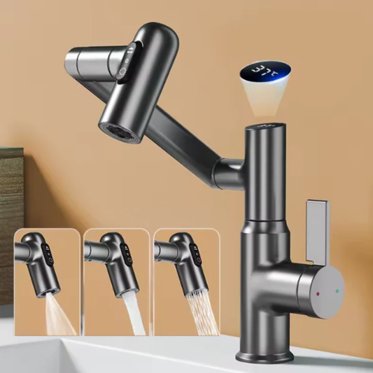 Robinet d'Évier Intelligent Pivotant à 360° | Inox avec Affichage Température