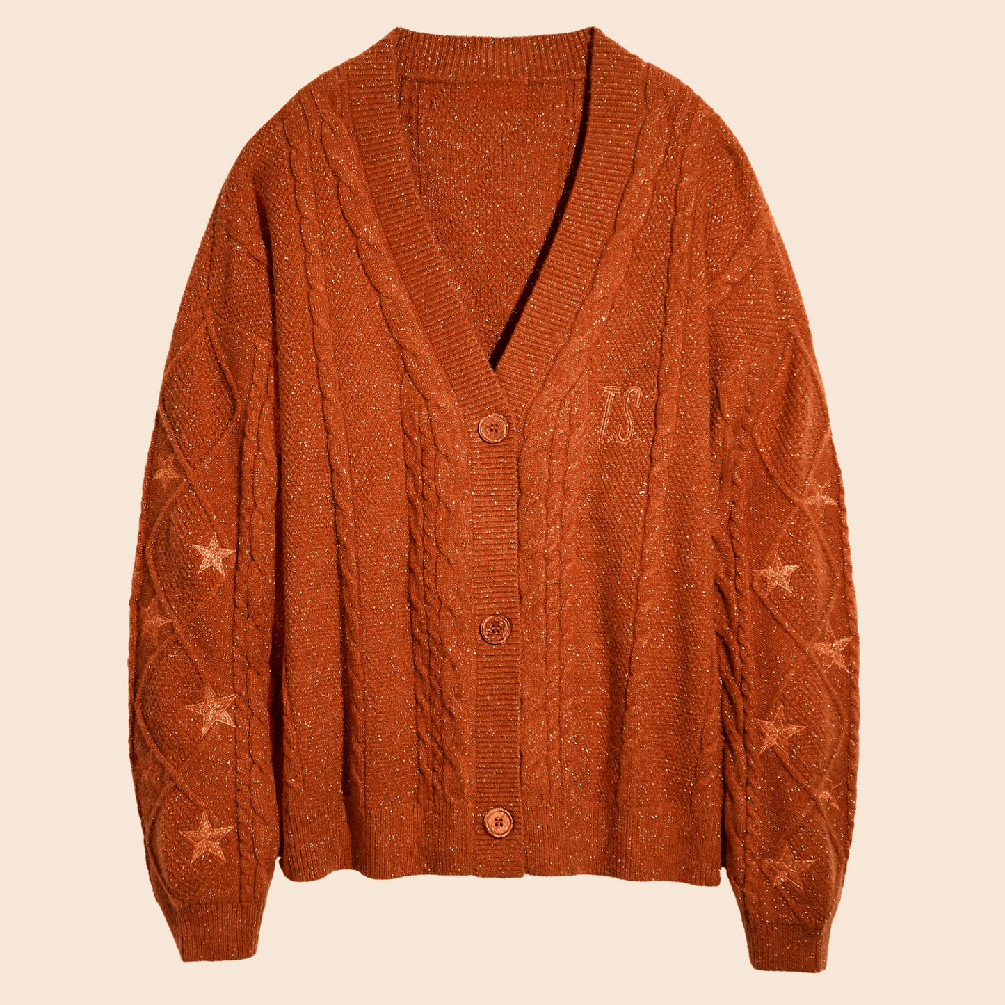 Cardigan Femme Scintillant Étoiles Orange