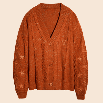 Cardigan Femme Scintillant Étoiles Orange