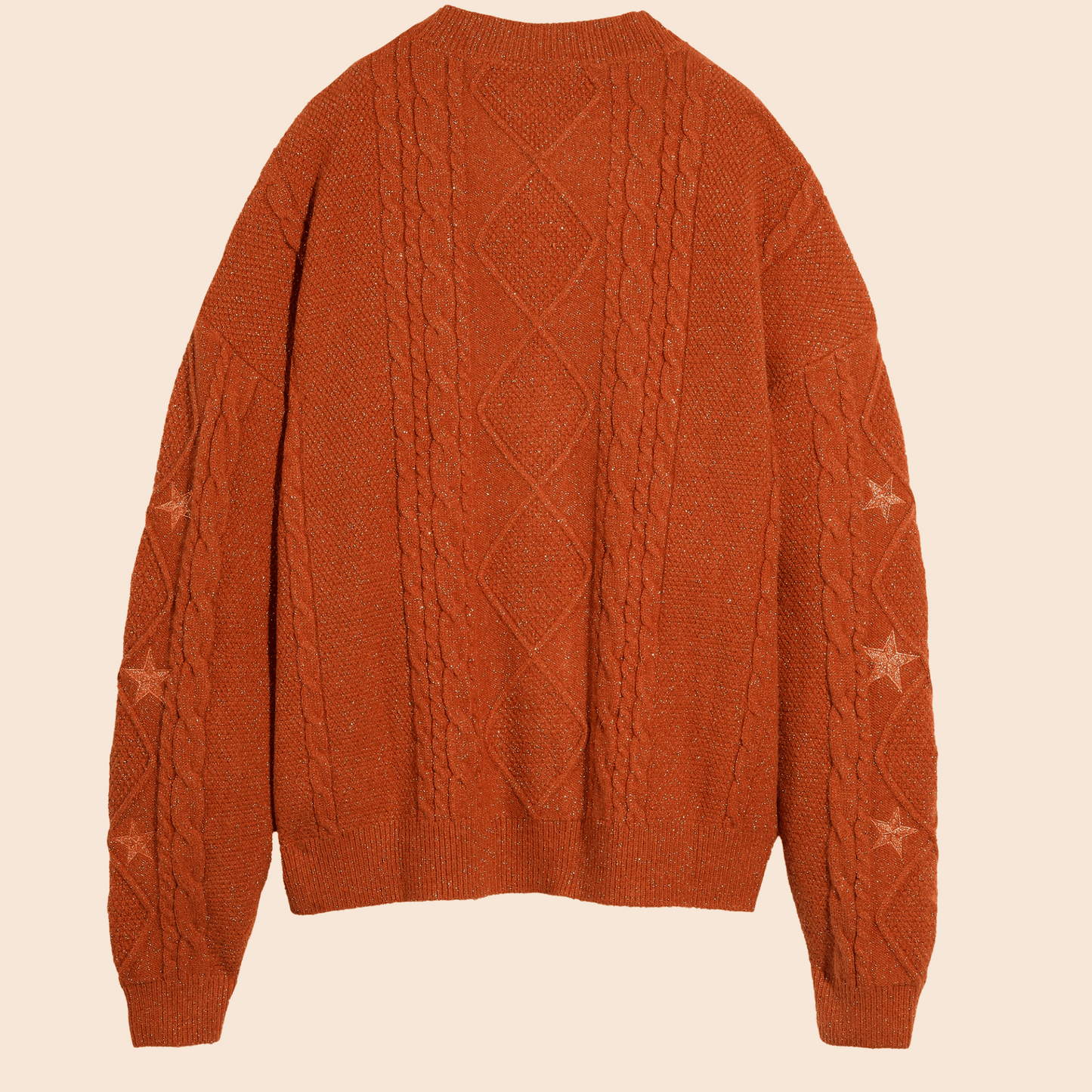 Cardigan Femme Scintillant Étoiles Orange