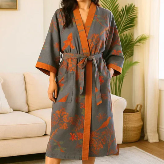 Peignoir Kimono – Ceinture à Nouer – Manches Larges