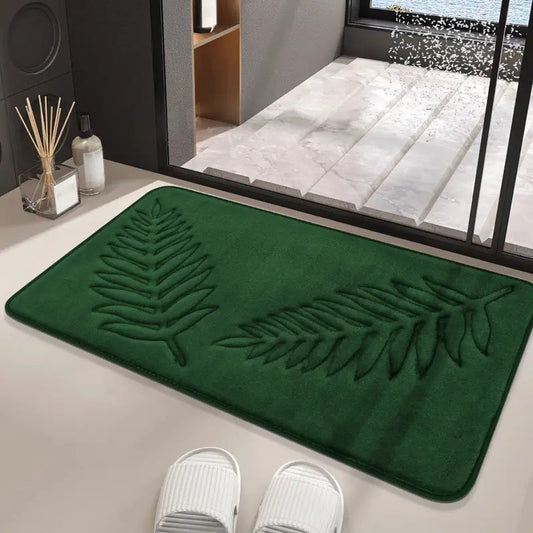 Tapis de Bain Lot 2 – Antidérapant – Motif Feuille