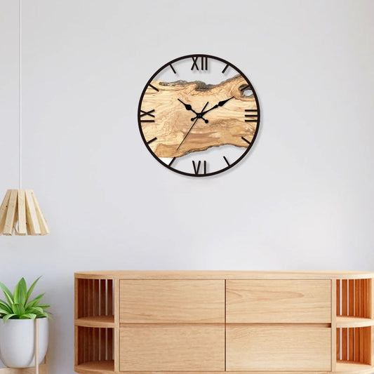 Horloge Murale Bois – Chiffres Romains – Décoration Murale